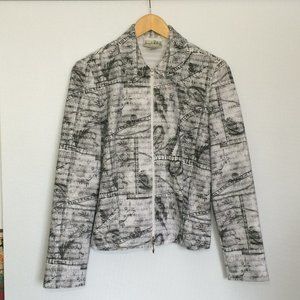 Joseph Ribkoff Womens Full Zip Jacket Sz 8 Black White Striped Long Sleeve Lined